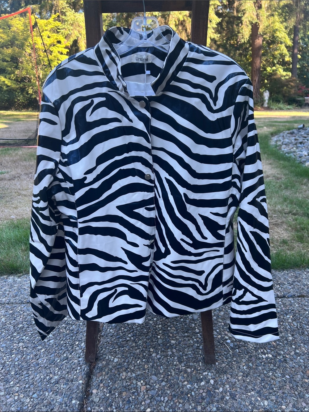 URSIME Black & White Zebra Print Faux Leather Jacket – NWT